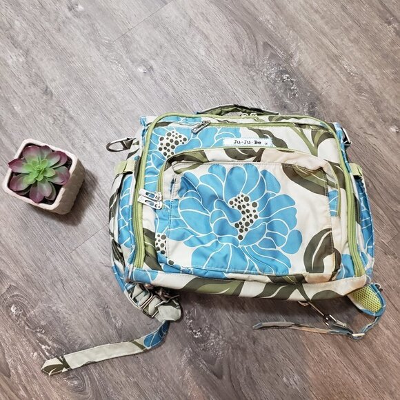 Ju-Ju-Be Handbags - JuJuBe BFF Backpack Marvelous Mums Diaper Bag Floral Green Blue